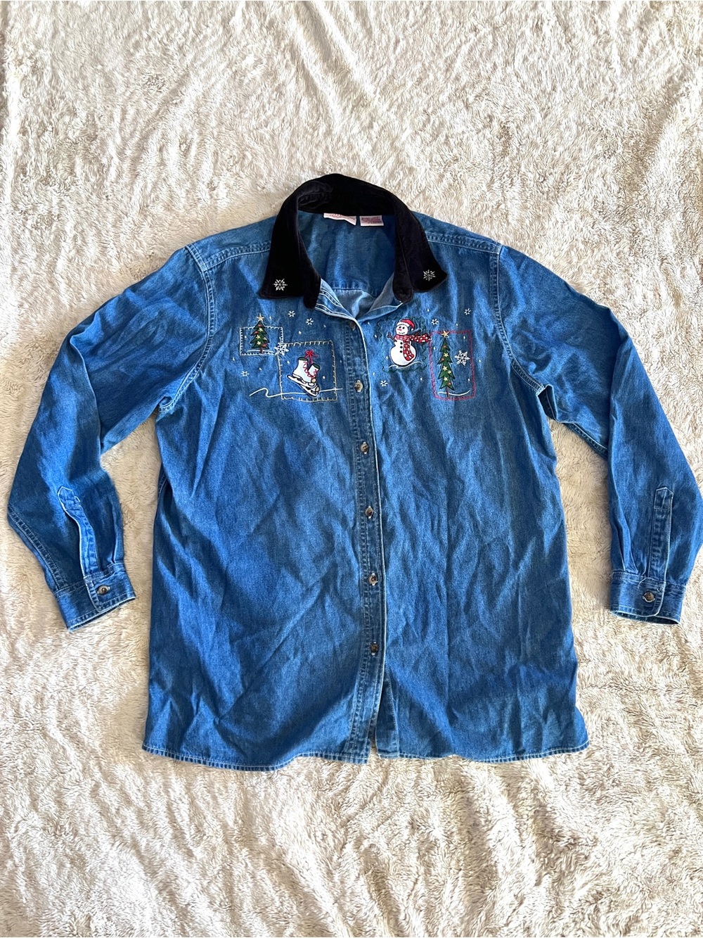 BASIC EDITIONS HOLIDAYS Woman's Christmas Jean Shacket Size XL
